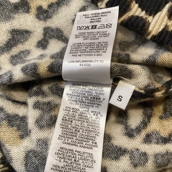 Essential Antwerp Wool Cashmere Leopard Beaded Neckline Sweater S - Picture 11 of 12